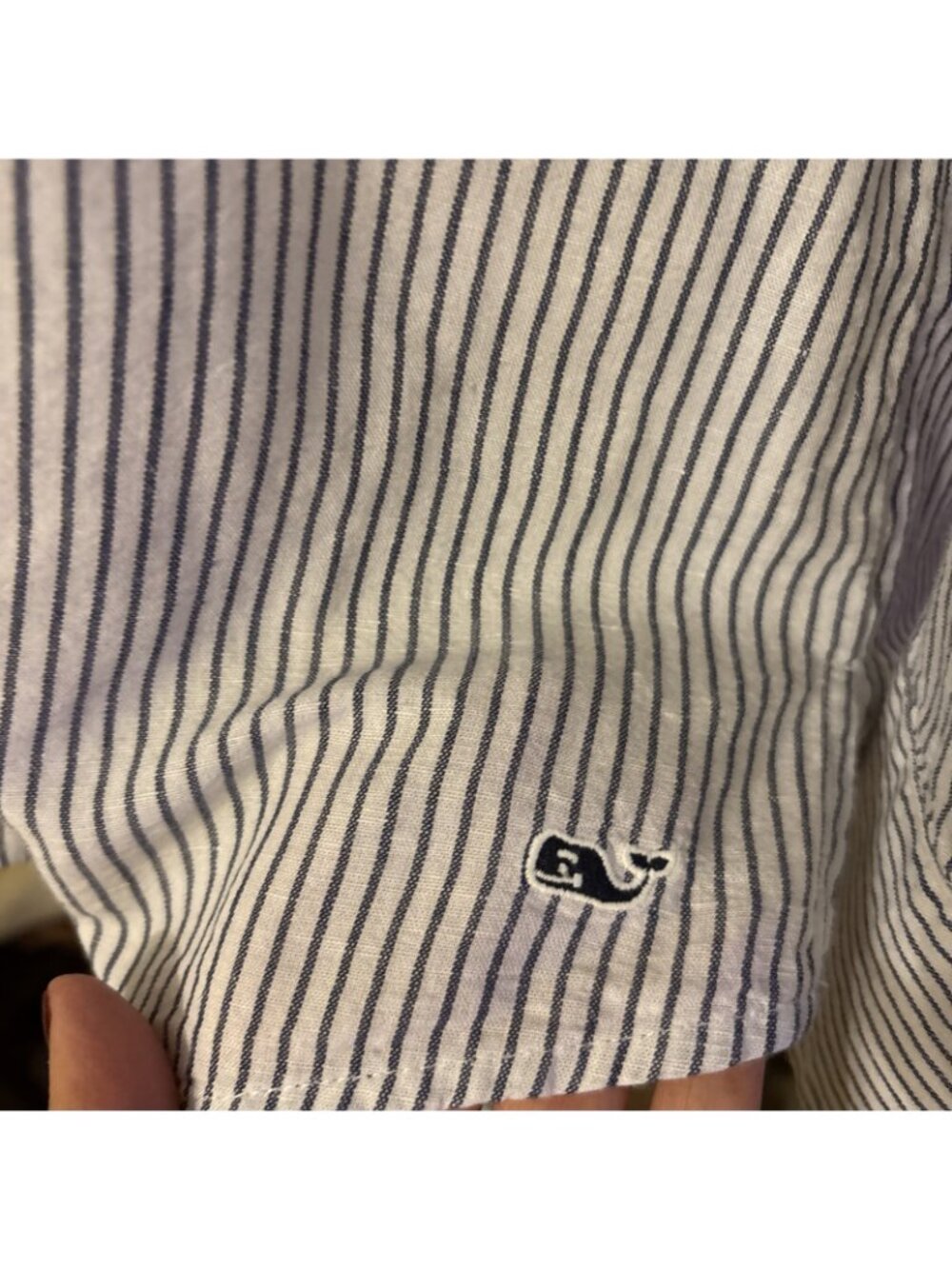 vineyard vines women Linen Pin Stipe Blouse Size Large Long Sleeve - Picture 3 of 8